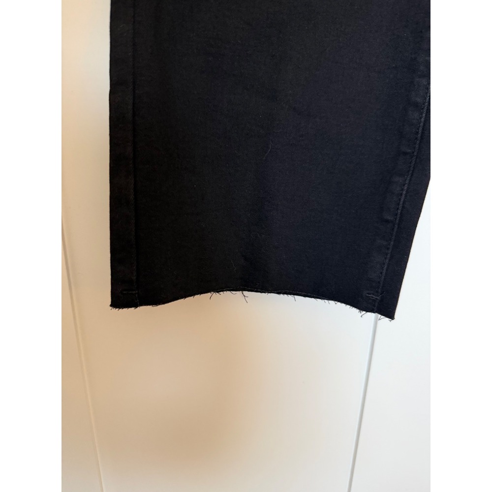 KDF Jeans Black Stretchy Denim Wide Leg Raw Hem Minimalist Cropped Fall US 6 - Picture 7 of 11